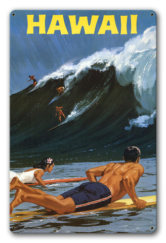 Hawaii Surfing Vintage Metal Sign Metal Sign