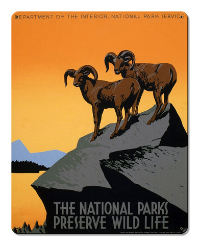 National Parks Preserve Wild Life Vintage Metal Sign Metal Sign
