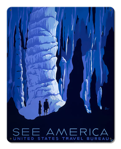 See America Blue Cavern Vintage Metal Sign Metal Sign