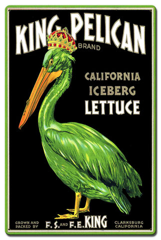 King Pelican Lettuce Vintage Metal Sign Metal Sign