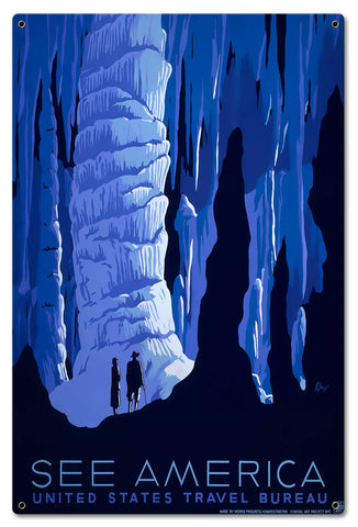 See America Blue Cavern Vintage Metal Sign Metal Sign