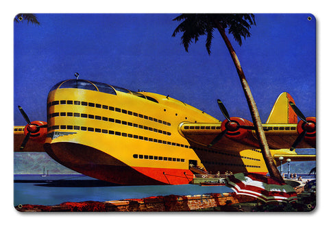 Fantasy Seaplane Vintage Metal Sign Metal Sign