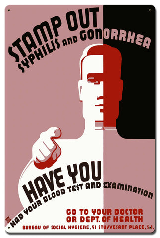 Stamp Out Syphilis 16 X 24 vintage metal sign Metal Sign