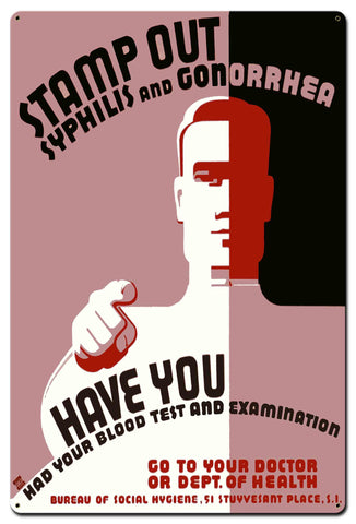 Stamp Out Syphilis 24 X 36 vintage metal sign Metal Sign