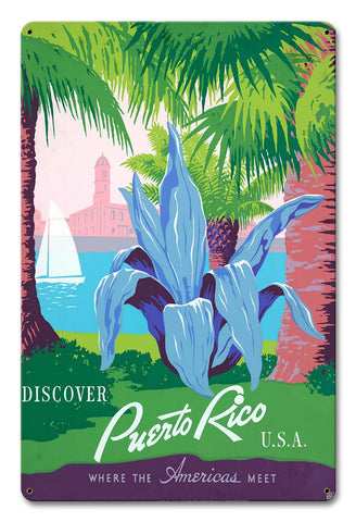 Discover Puerto Rico 2 12 X 18 vintage metal sign Metal Sign