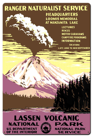 Lassen Volcanic Park 24 X 36 vintage metal sign Metal Sign