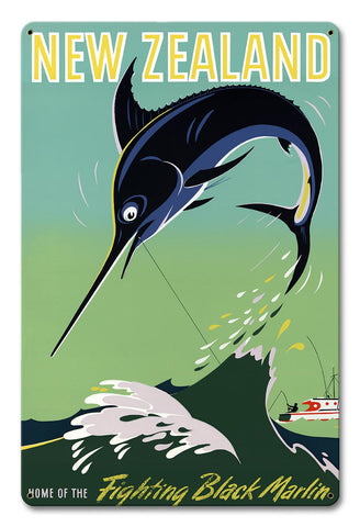 New Zealand Fighting Black Marlin 12 X 18 vintage metal sign Metal Sign