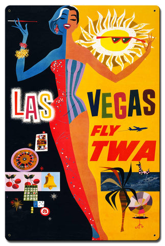 Las Vegas Fly TWA 16 X 24 vintage metal sign Metal Sign