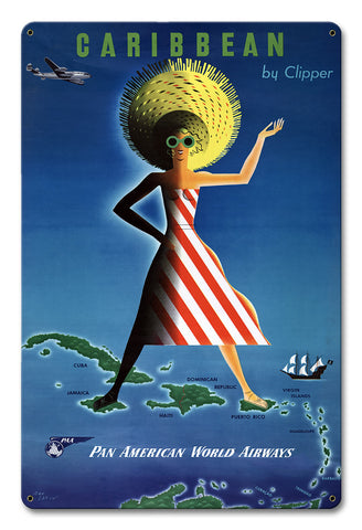 Caribbean By Clipper 12 X 18 vintage metal sign Metal Sign