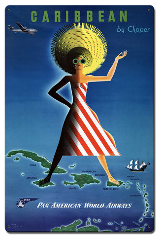 Caribbean By Clipper 16 X 24 vintage metal sign Metal Sign