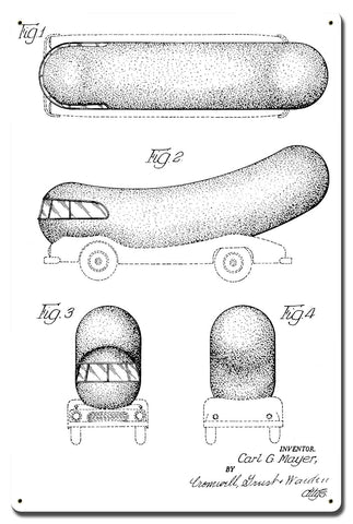 Weinermobile Patent Metal Sign 16in X 24in Metal Sign