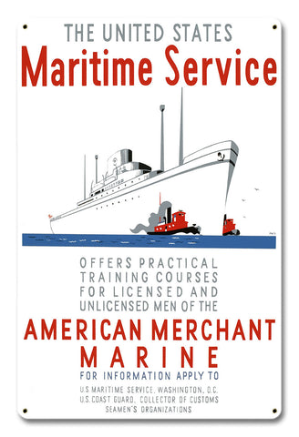 Maritime Service Metal Sign 12in X 18in Metal Sign