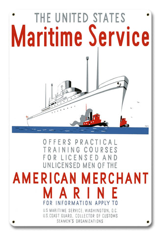 Maritime Service Metal Sign 12in X 18in Metal Sign