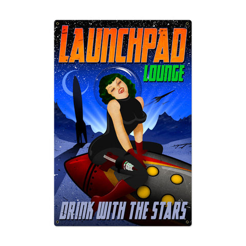 Launchpad Lounge Vintage Sign Metal Sign