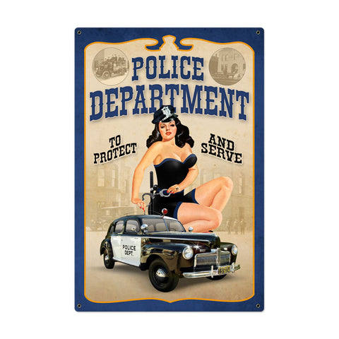 Police Department Pinup Vintage Sign Metal Sign