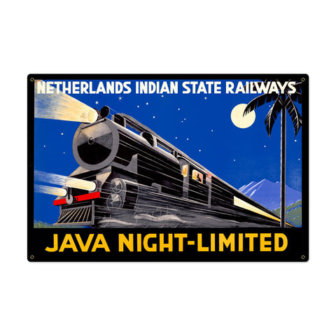 Java Night Train Vintage Sign Metal Sign