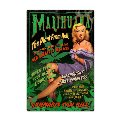 Marijuana Pinup Vintage Sign Metal Sign