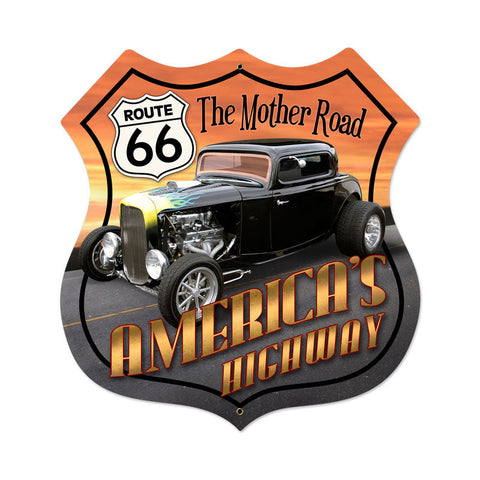 Route-66-Hot-Rod-Vintage-Sign-Metal-Sign