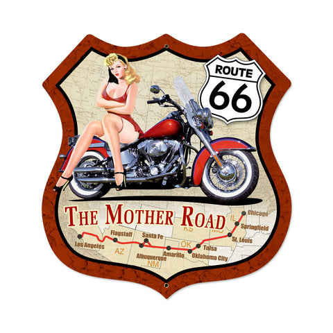 Route 66 Pinup Vintage Sign Metal Sign