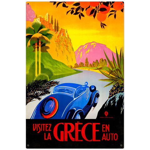 Greece Auto Travel Vintage Sign Metal Sign