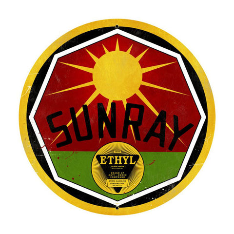 Sun-Ray-Gasoline-Vintage-Sign-Metal-Sign