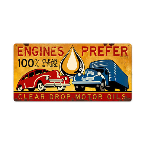 Clear Drop Oil Vintage Sign Metal Sign