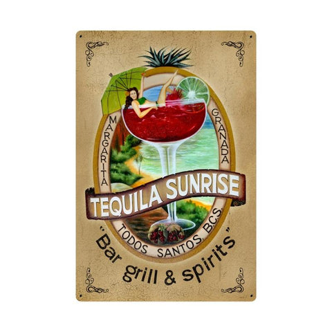 Tequila Bar & Spirits Vintage Sign Metal Sign