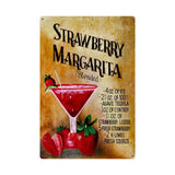 Strawberry Margarita Recipe Vintage Sign Metal Sign