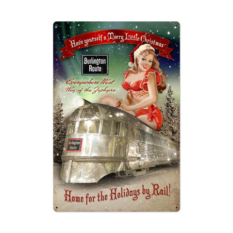 Burlington Christmas Train Vintage Sign Metal Sign