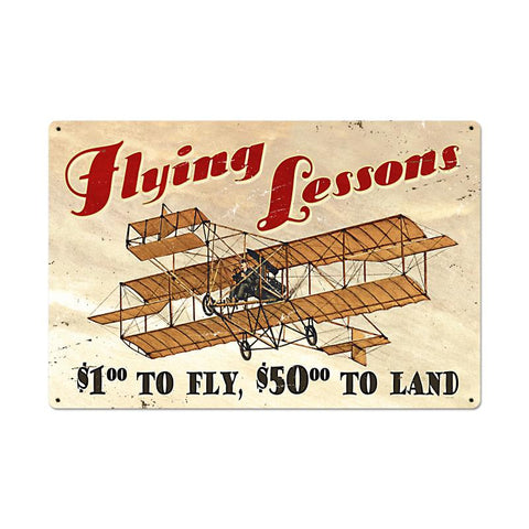 Flying Lessons Vintage Sign Metal Sign