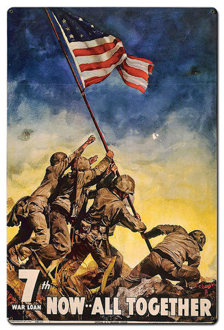 7th War Loan Now All Together Vintage Sign Metal Sign