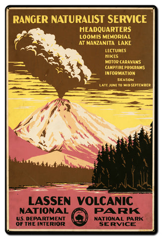 Lassen Volcanic Park Service Vintage Sign Metal Sign
