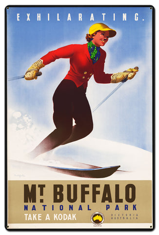 Mt Buffalo Skiing Vintage Sign Metal Sign