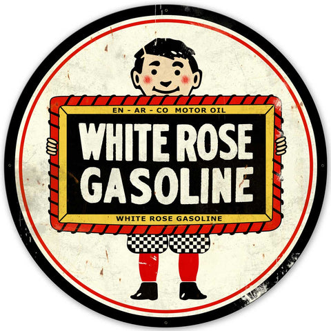 White Rose Gasoline Vintage Sign Metal Sign