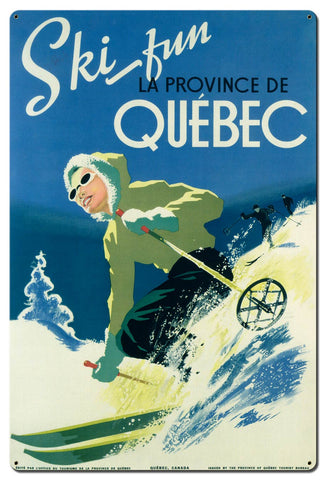 Ski Fun Quebec Vintage Sign Metal Sign