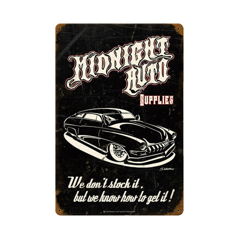 Midnight Auto Vintage Sign Metal Sign