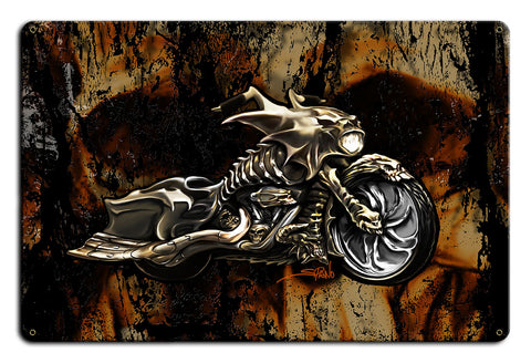 Evil Bones Motorcycle Vintage Sign Metal Sign