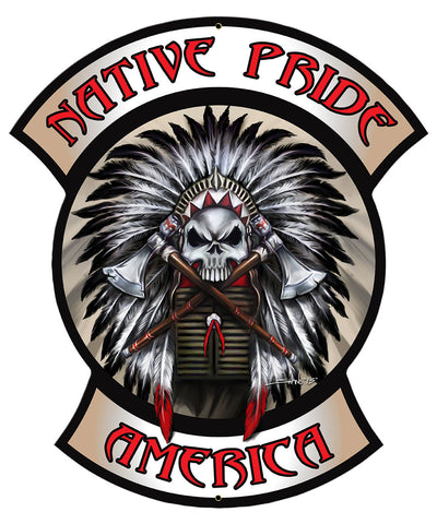 Native Pride Indian Skull Vintage Sign Metal Sign