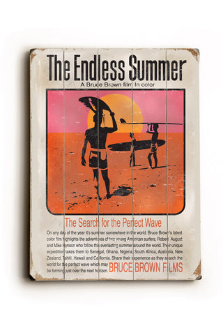 Endless Summer Movie Poster - Wood Wall Decor by Bruce Brown 12 X 16