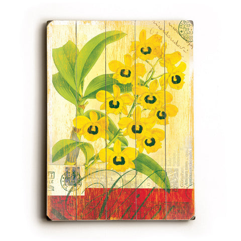 Yellow Orchid - Wood Wall Decor by Cory Steffen 12 X 16