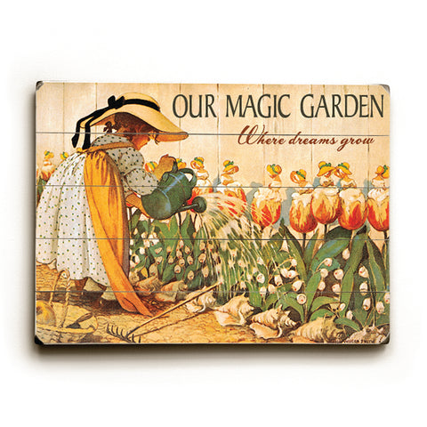 Our Magic Garden - Wood Wall Decor by Laughing Elephant 12 X 16