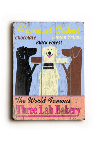 The World Famous Three Lab Bakery - Wood Wall Decor by Ken Bailey 12 X 16