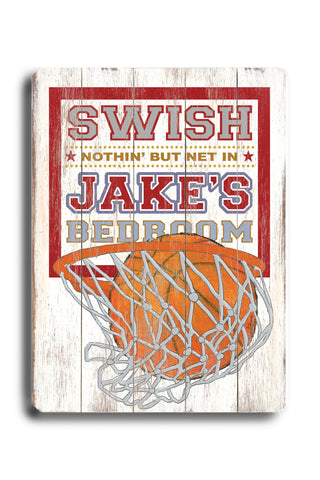 Basketball Swish - Wood Wall Decor by FLAVIA 12 X 16