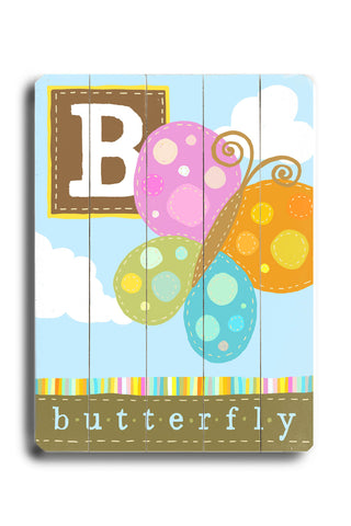B Butterfly  - Wood Wall Decor by FLAVIA 12 X 16