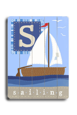 S Sailing - Wood Wall Decor by FLAVIA 12 X 16