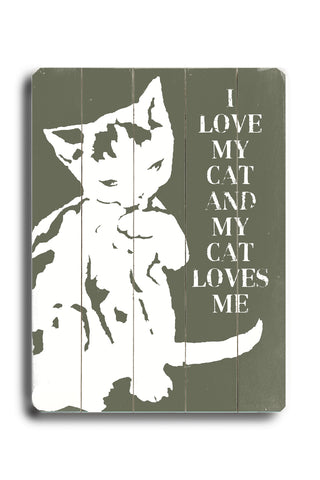 I love my cat - Wood Wall Decor by Lisa Weedn 12 X 16
