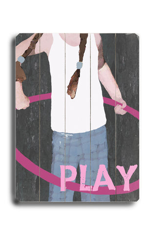 Play (Girl) - Wood Wall Decor by Lisa Weedn 12 X 16