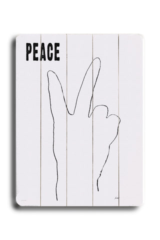 Peace (hand sign) - Wood Wall Decor by Lisa Weedn 12 X 16