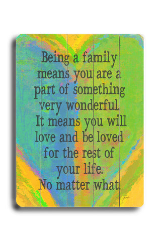 Being a family multi color - Wood Wall Decor by Lisa Weedn 12 X 16