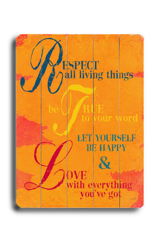 respect all living things - Wood Wall Decor by Lisa Weedn 12 X 16